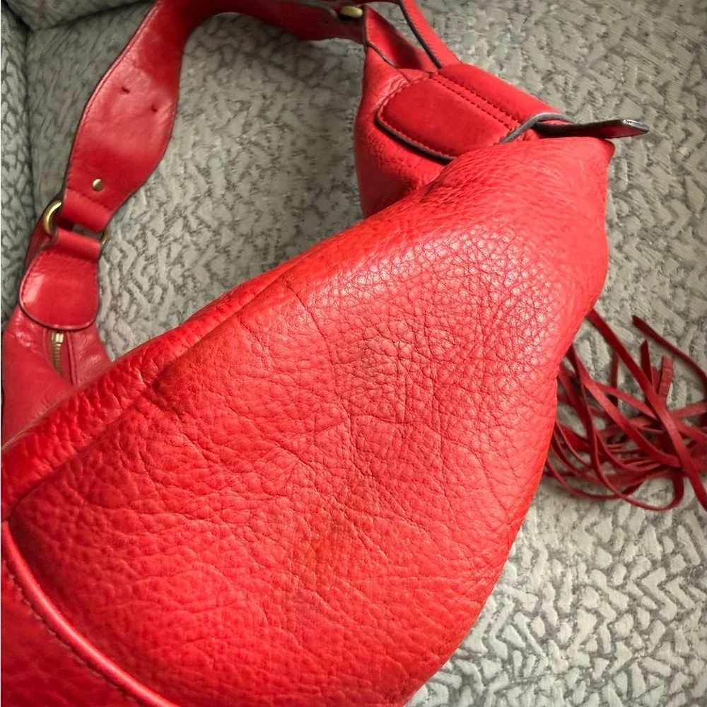 Lucky Brand Y2K Vintage Red Leather Slouchy Hobo Bag